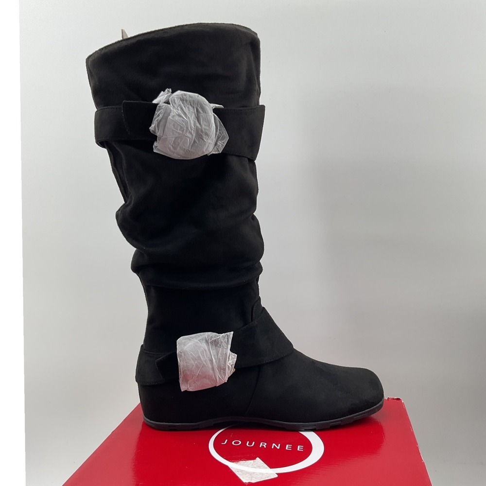 Journee Collection Jester-01WC Black Faux Suede Slouchy Wide Calf Boots Size 9M - Picture 4 of 12